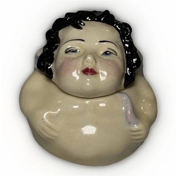 Vintage Kevin Francis Face Pot 2001 Signed Cupid Black Hair Valentines 2.5" - Picture 3 of 7